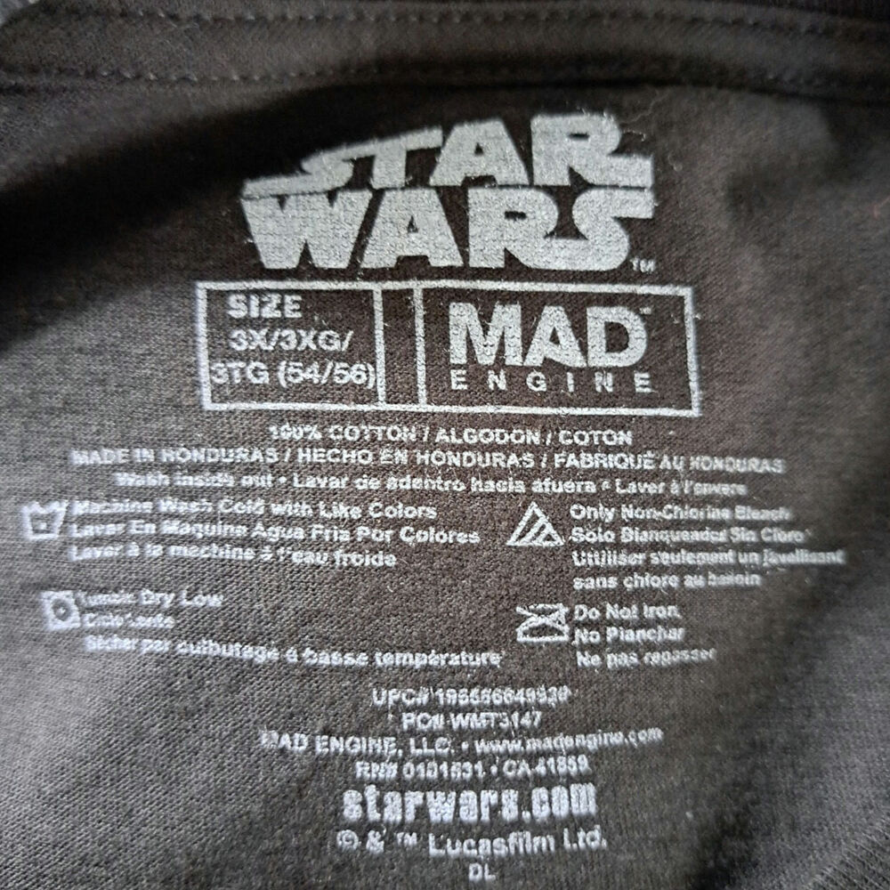 Star Wars NWT Men's 3X Cartoon Darth Vader Luke Skywalker Princess Lei Black Tee - Picture 5 of 5